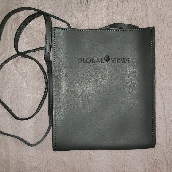 Global Views Handbags - Grey Vegan Leather Simple Crossbody Bag- Global Views